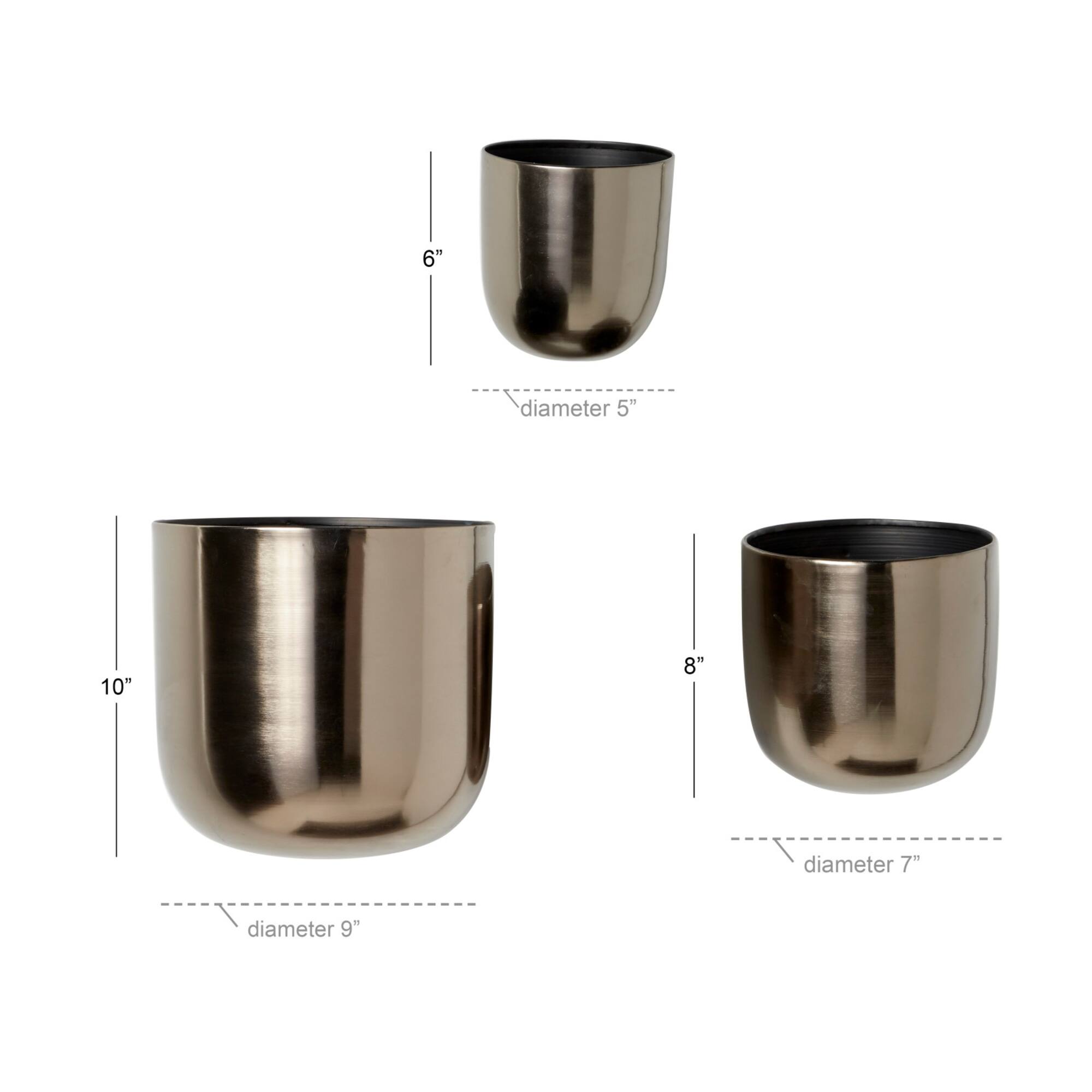 Black Metal Contemporary Hanging Planter Set